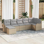 Conjunto de sofá de jardín 7 pcs Beige ratán sintético