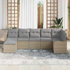 Conjunto de sofá de jardín 7 pcs Beige ratán sintético