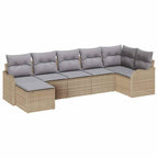 Conjunto de sofá de jardín 7 pcs Beige ratán sintético