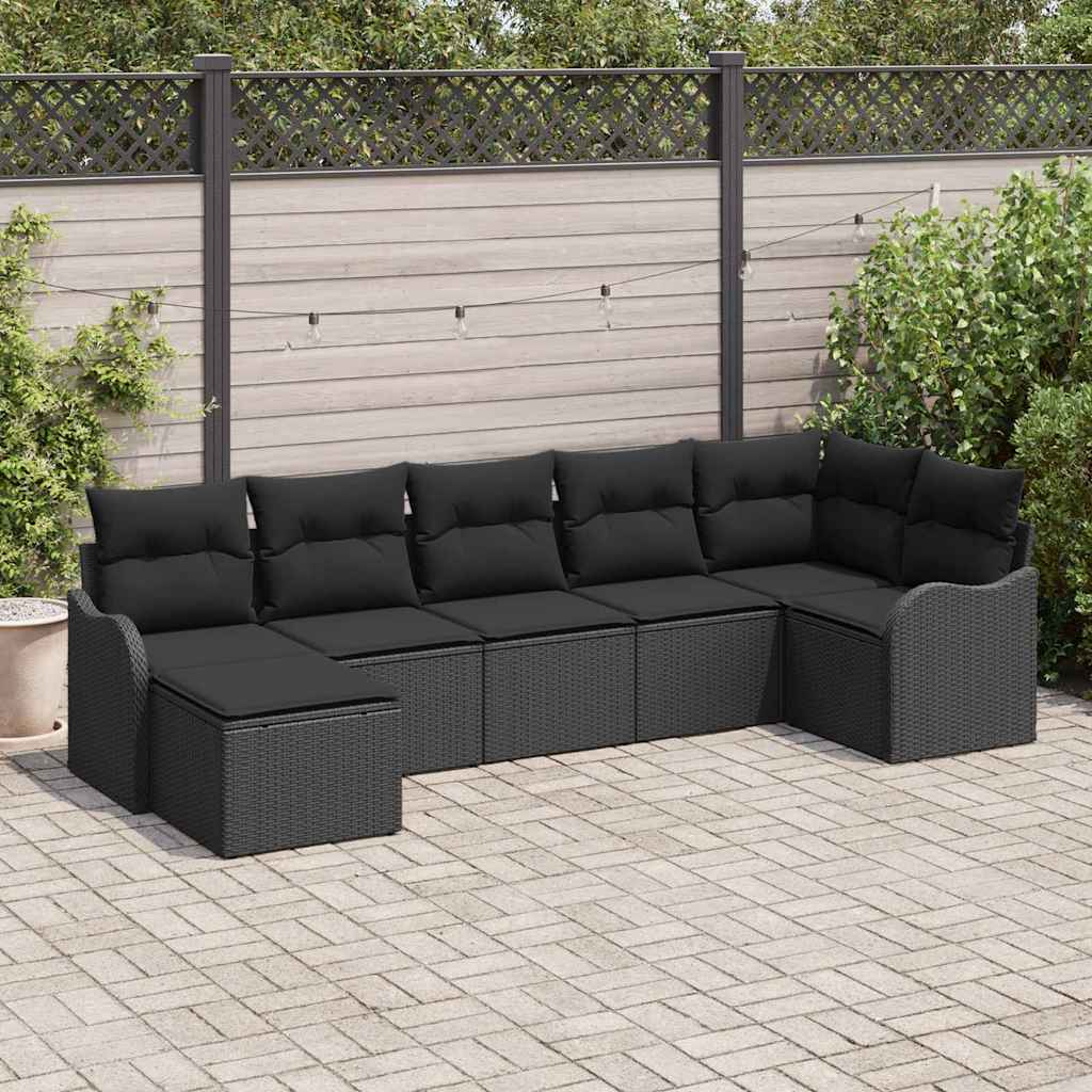 Conjunto de sofá de jardín 7 pcs Beige ratán sintético
