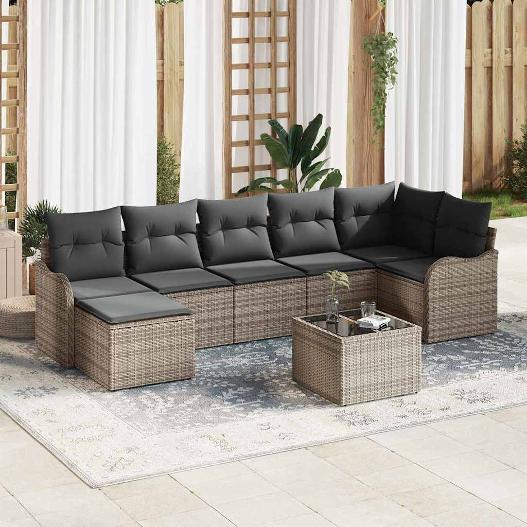 Conjunto de sofá de jardín 7 pcs Beige ratán sintético
