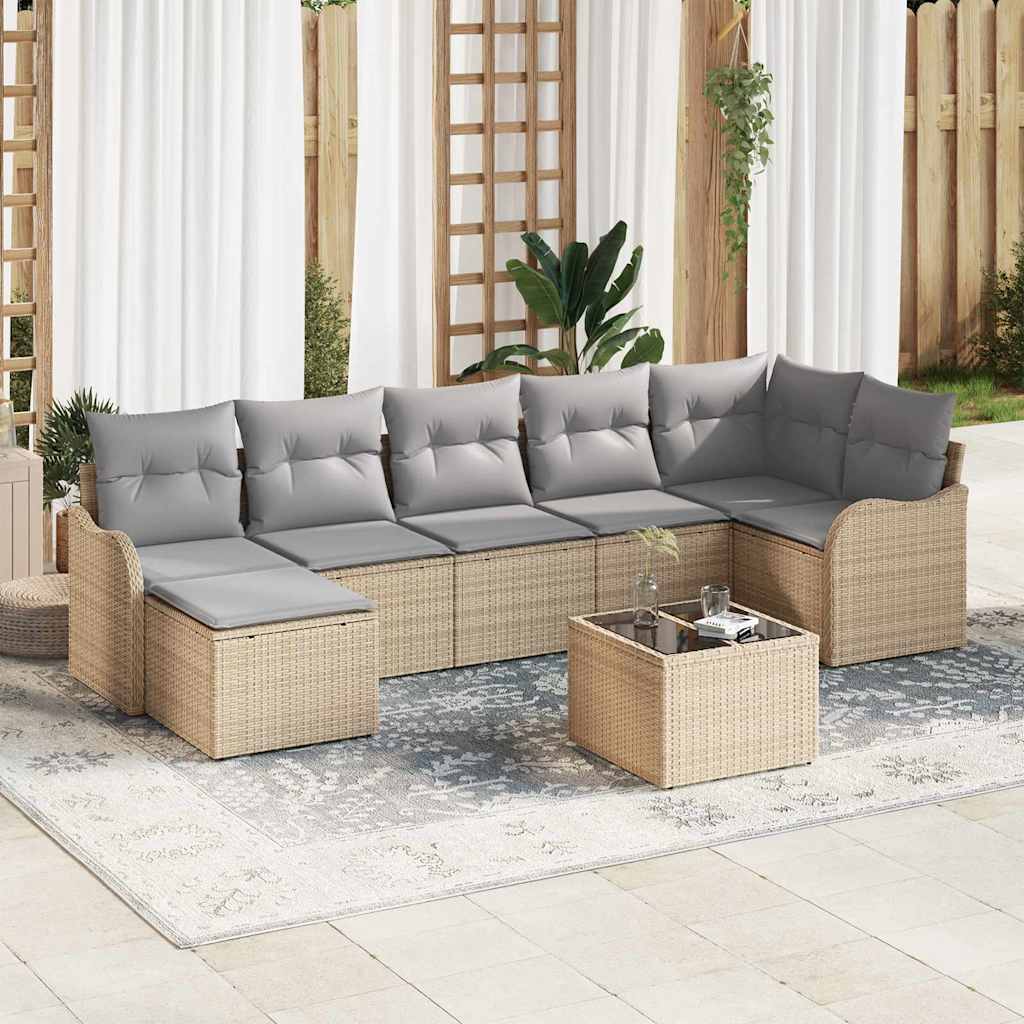 Conjunto de sofá de jardín 7 pcs Beige ratán sintético