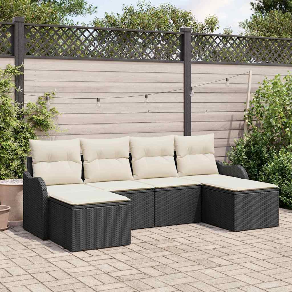Conjunto de sofá de jardín con cojín 6 pcs Beige Poliratán