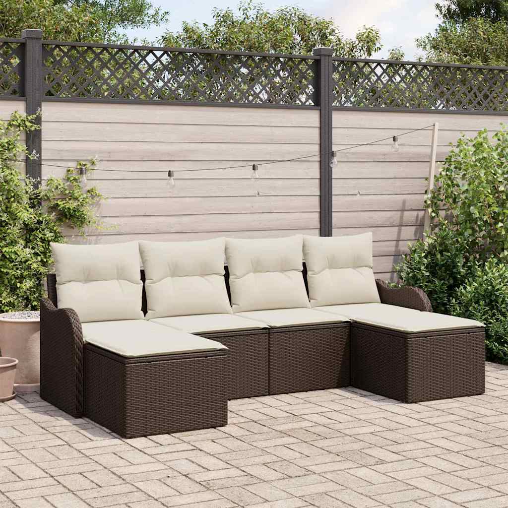 Conjunto de sofá de jardín con cojín 6 pcs Beige Poliratán