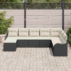 Conjunto de sofá de jardín Negro ratán sintético