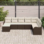 Conjunto de sofá de jardín con cojín 8 pcs Marrón Poliratán