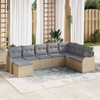 Conjunto de sofá de jardín 8 pcs Beige ratán sintético