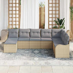 Conjunto de sofá de jardín 8 pcs Beige ratán sintético