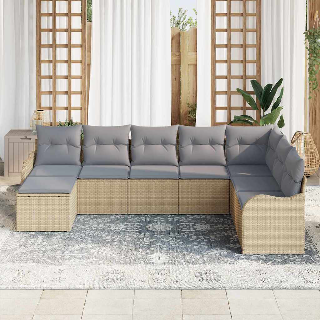 Conjunto de sofá de jardín 8 pcs Beige ratán sintético