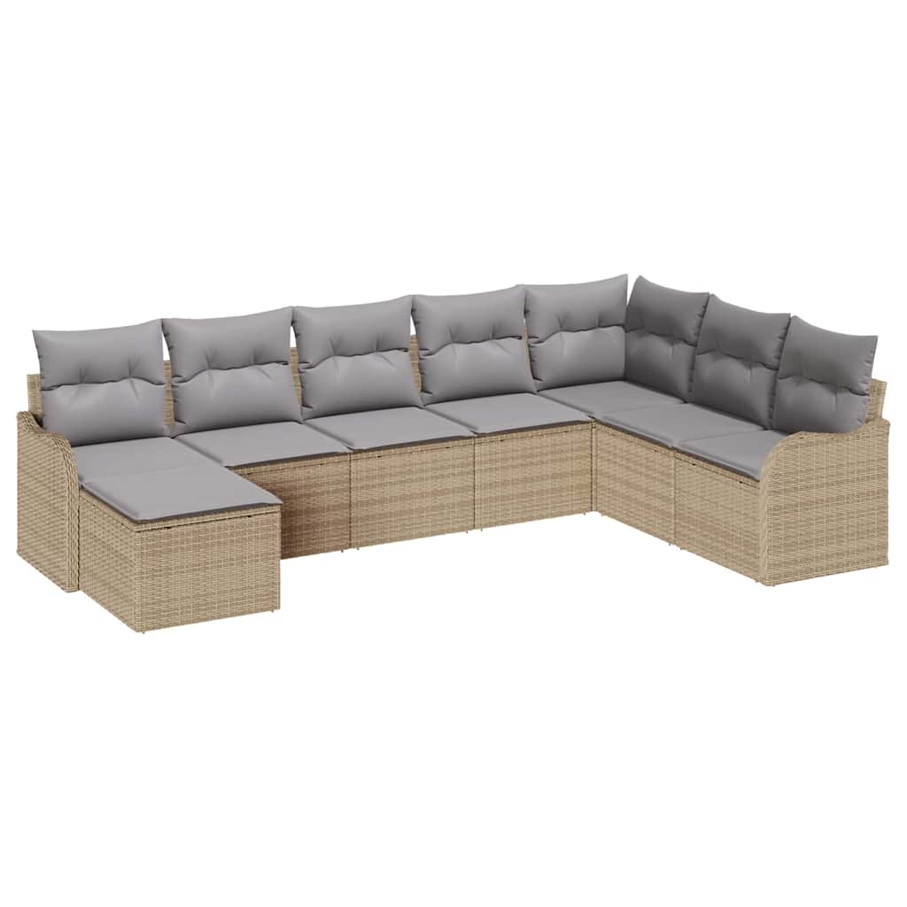 Conjunto de sofá de jardín 8 pcs Beige ratán sintético