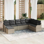 Conjunto de sofá de jardín con cojín 8 pcs Gris claro Poliratán