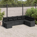Conjunto de sofá de jardín 8 pcs Negro ratán sintético