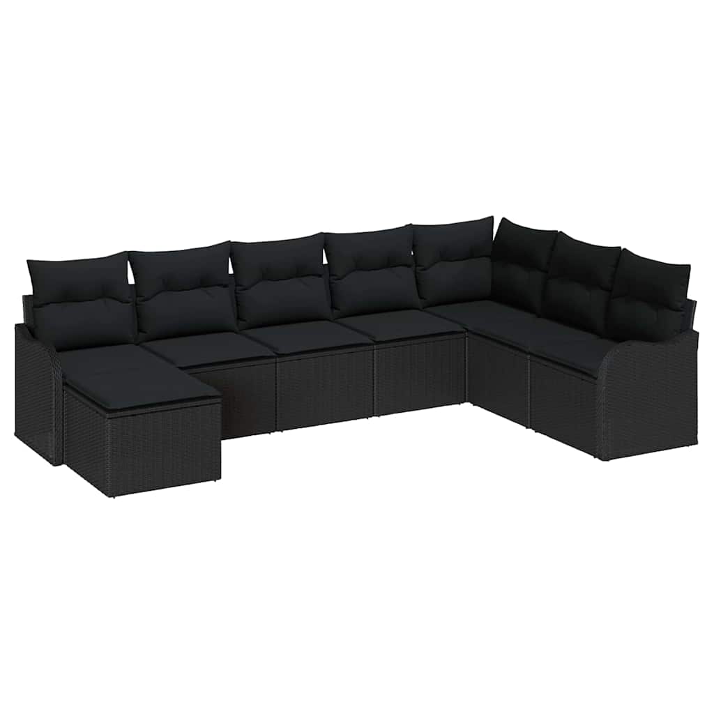 Conjunto de sofá de jardín 8 pcs Negro ratán sintético