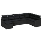 Conjunto de sofá de jardín 8 pcs Negro ratán sintético
