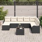 Conjunto de sofá de jardín 9 pcs Negro ratán sintético