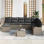 Conjunto de sofá de jardín Gris ratán sintético