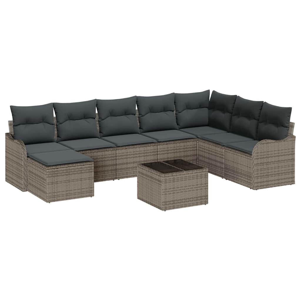 Conjunto de sofá de jardín Gris ratán sintético