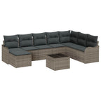 Conjunto de sofá de jardín Gris ratán sintético