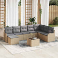 Conjunto de sofá de jardín Beige ratán sintético