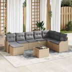 Conjunto de sofá de jardín Beige ratán sintético