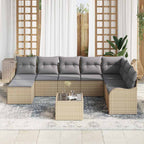 Conjunto de sofá de jardín Beige ratán sintético