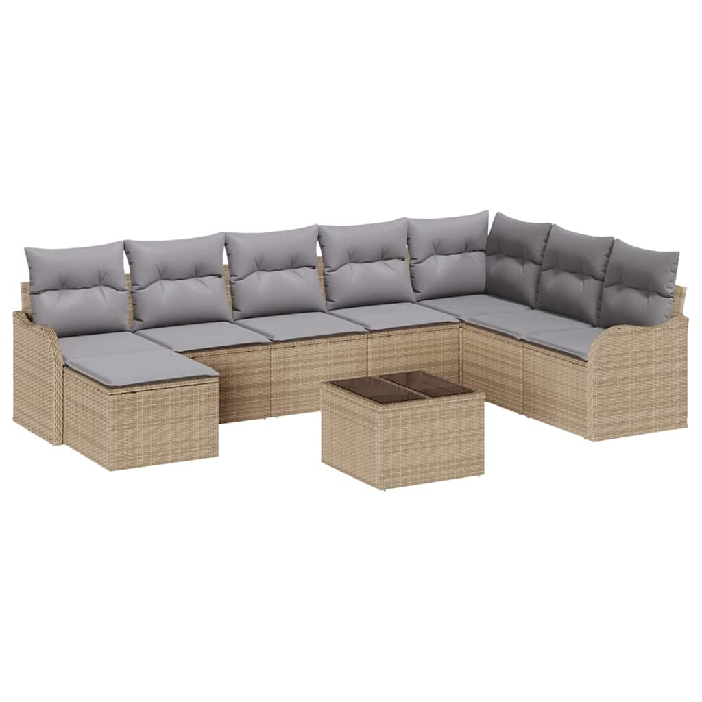 Conjunto de sofá de jardín Beige ratán sintético
