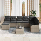 Conjunto de sofá de jardín con cojín 9 pcs Gris claro Poliratán