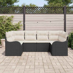 Conjunto de sofá de jardín con cojín 6 pcs Negro Poliratán