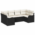 Conjunto de sofá de jardín con cojín 6 pcs Negro Poliratán