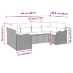 Conjunto de sofá de jardín con cojín 6 pcs Marrón Poliratán