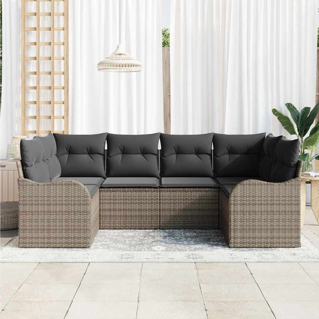 Conjunto de sofá de jardín Gris ratán sintético