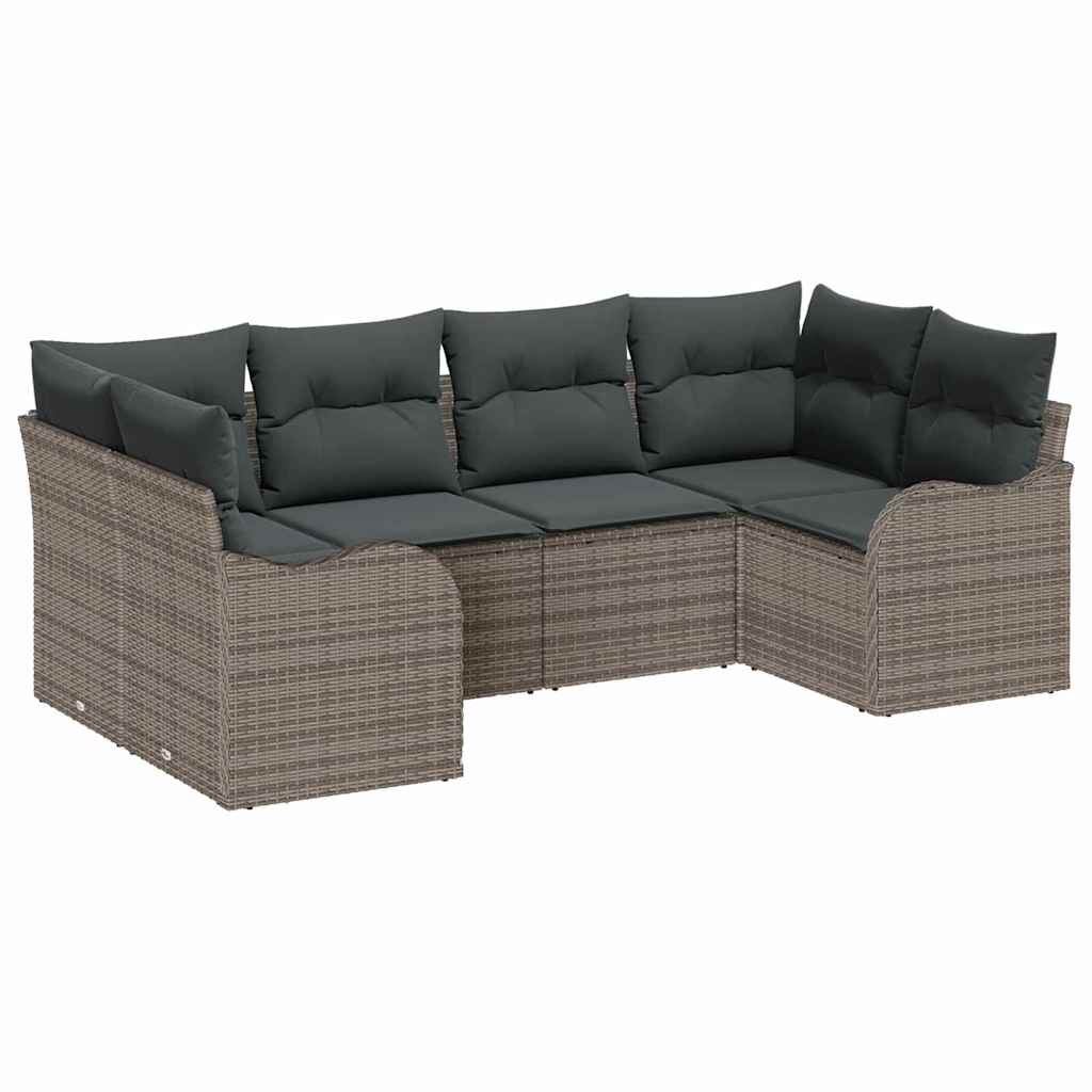 Conjunto de sofá de jardín Gris ratán sintético