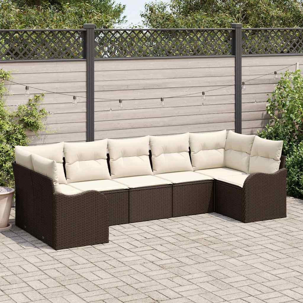 Conjunto de sofá de jardín Beige ratán sintético