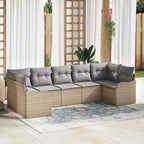 Conjunto de sofá de jardín Beige ratán sintético
