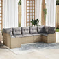 Conjunto de sofá de jardim Bege vime sintético
