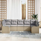 Conjunto de sofá de jardín Beige ratán sintético