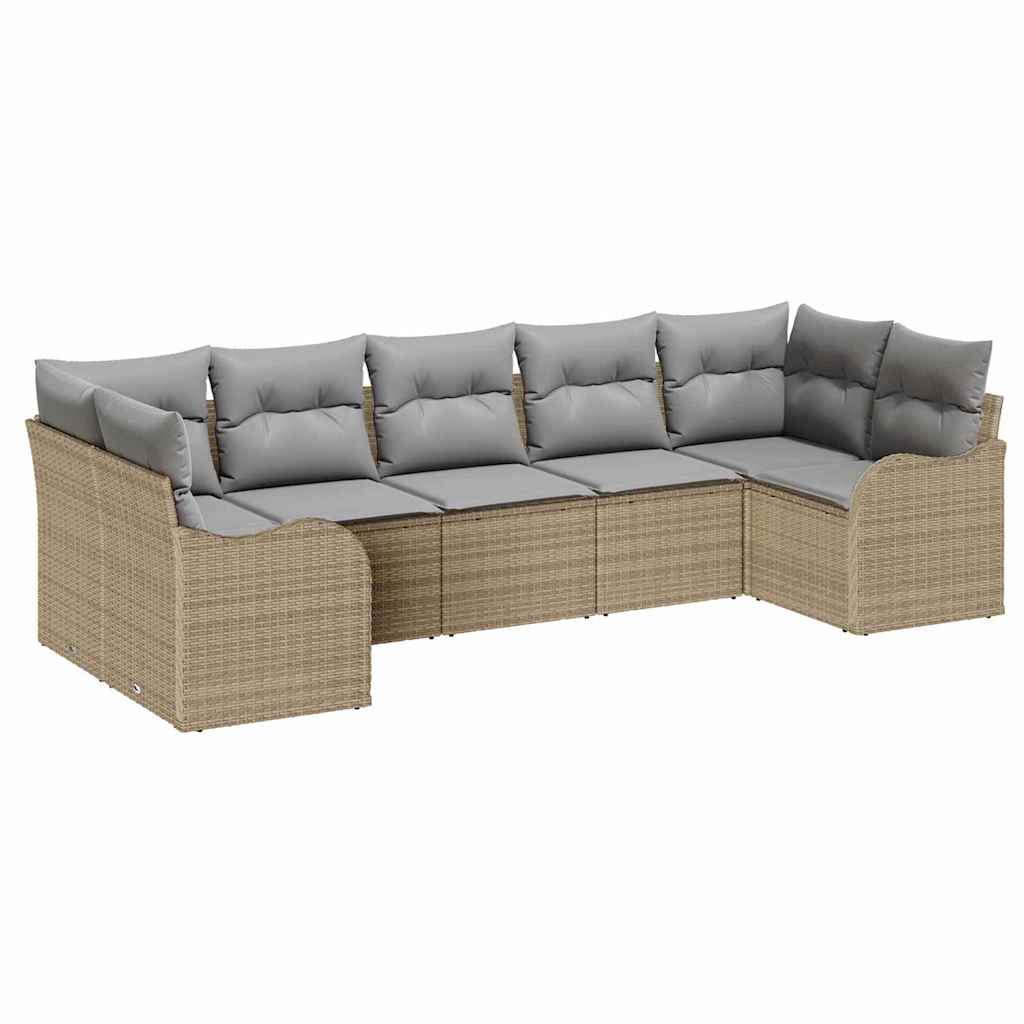 Conjunto de sofá de jardín Beige ratán sintético