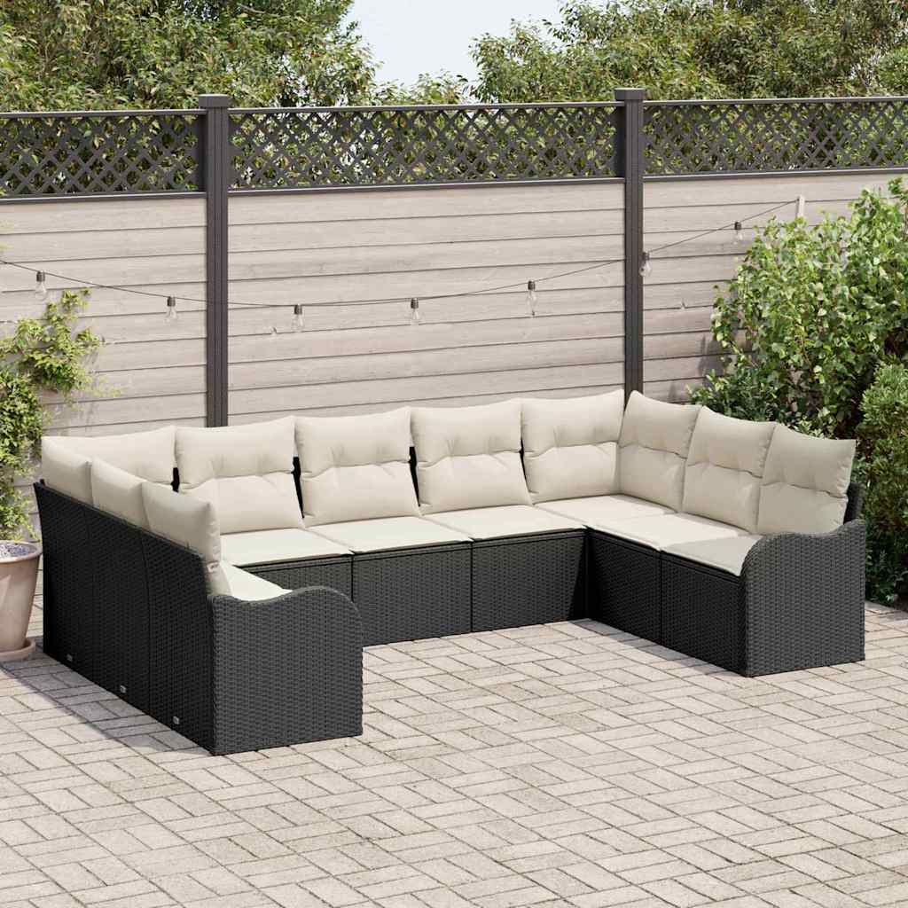 Conjunto de sofá de jardín 10 pcs Beige ratán sintético