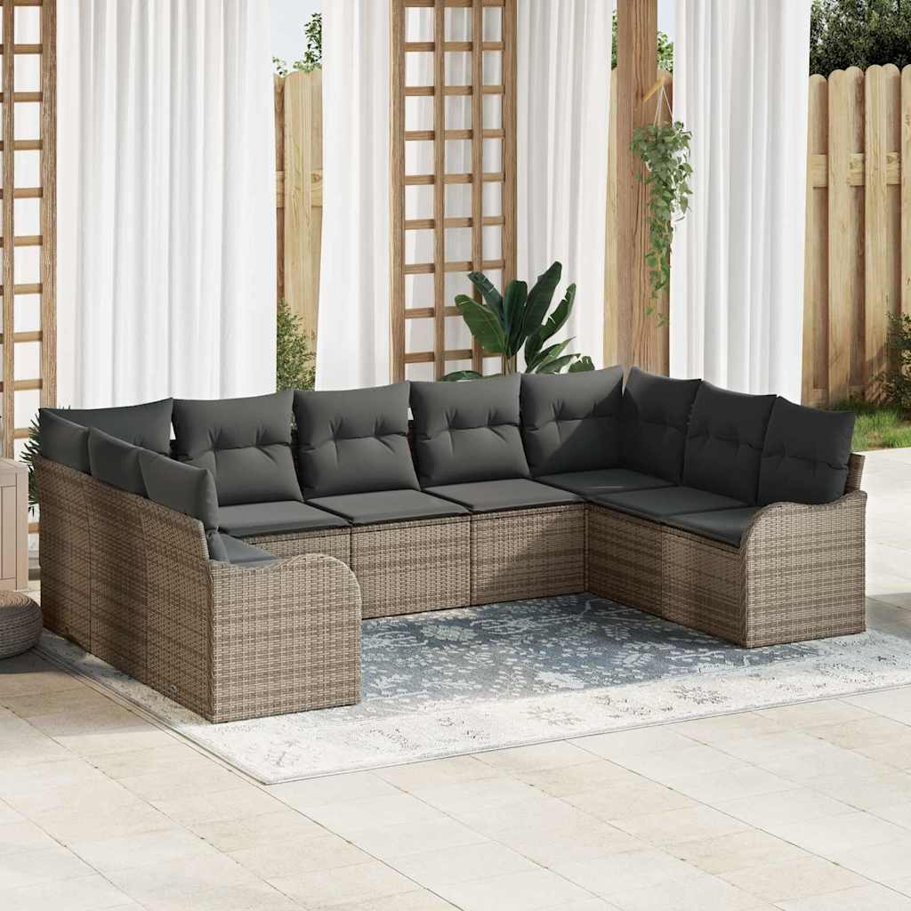 Conjunto de sofá de jardín 10 pcs Beige ratán sintético