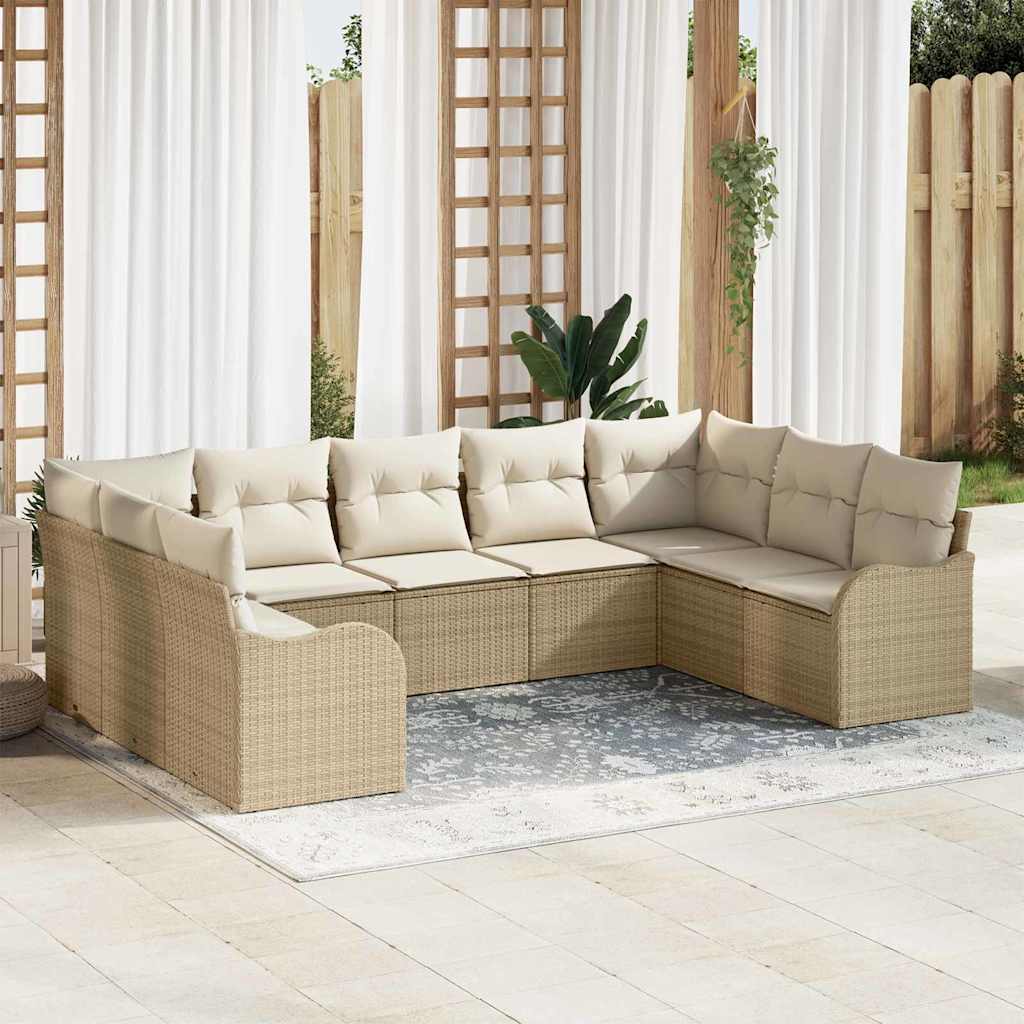Conjunto de sofá de jardín 10 pcs Beige ratán sintético