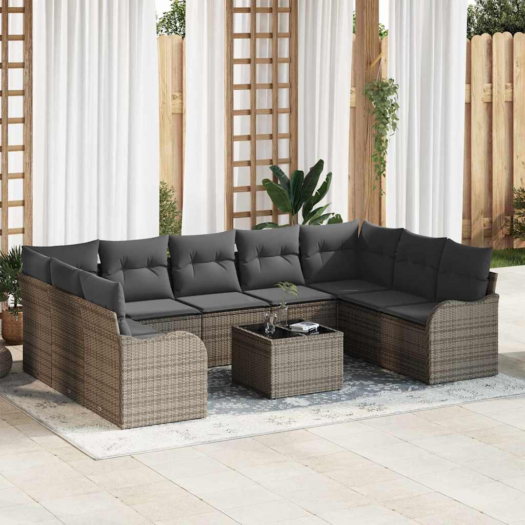 Conjunto de sofá de jardín 10 pcs Beige ratán sintético