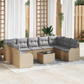 Conjunto de sofá de jardín 10 pcs Beige ratán sintético
