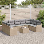 Conjunto de sofá de jardín 10 pcs Beige ratán sintético