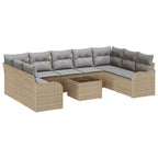 Conjunto de sofá de jardín 10 pcs Beige ratán sintético