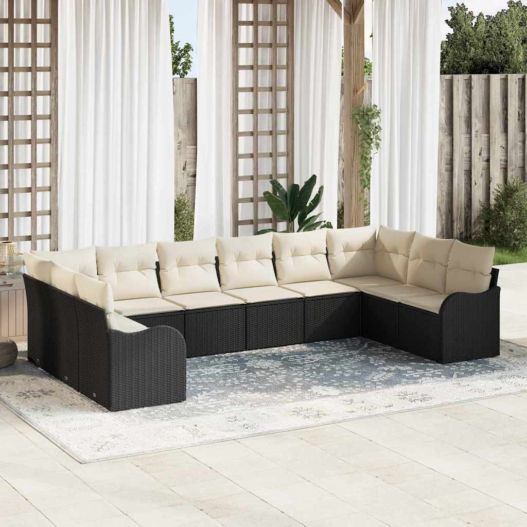 Conjunto de sofá de jardín Negro 344 x 177,5 x 85 cm