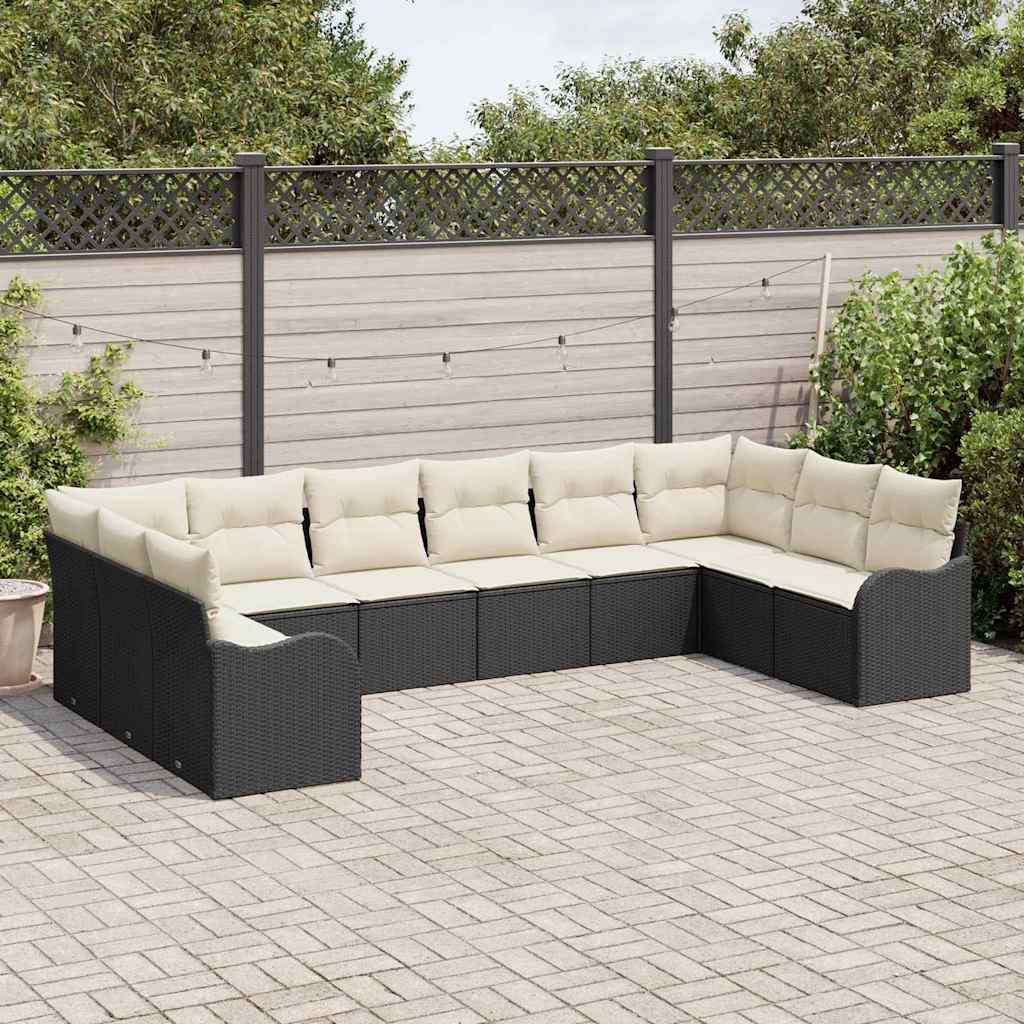 Conjunto de sofá de jardín Negro 344 x 177,5 x 85 cm