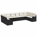 Conjunto de sofá de jardín Negro 344 x 177,5 x 85 cm