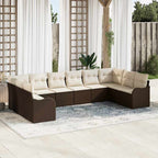 Conjunto de sofá de jardín Marrón 344 x 177,5 x 85 cm