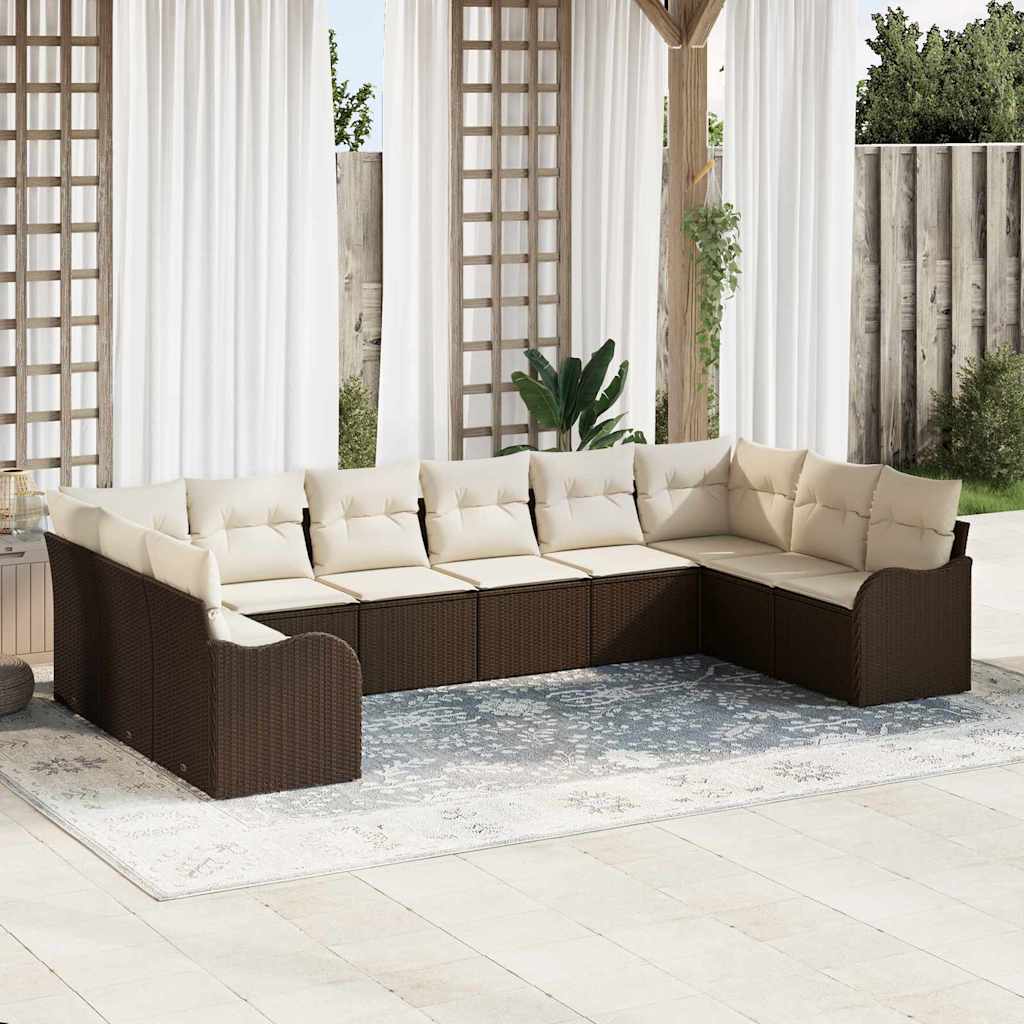 Conjunto de sofá de jardín Marrón 344 x 177,5 x 85 cm