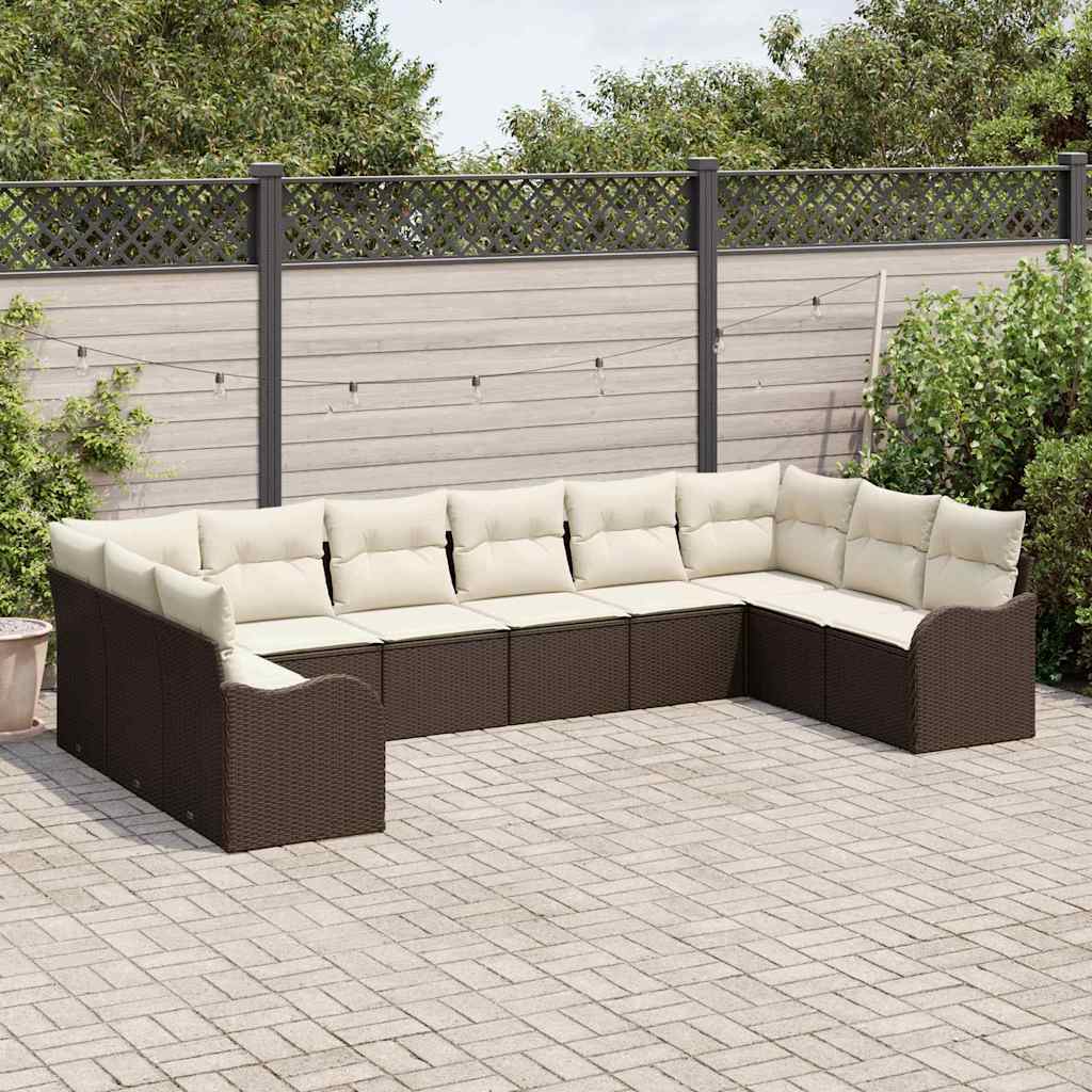 Conjunto de sofá de jardín Marrón 344 x 177,5 x 85 cm